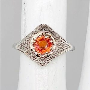 14k white gold 1carat natural padparadsha sapphire